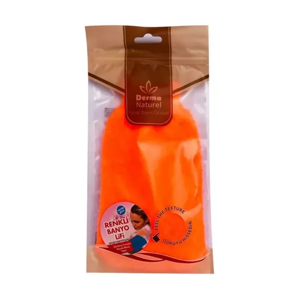 Derma Naturel Polyester Banyo Eldiveni  Turuncu