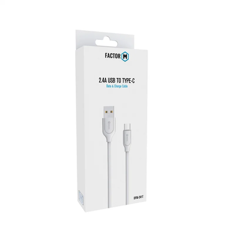 Factor-M USB to Type-C Data Kablo 2.4A 1M -Beyaz