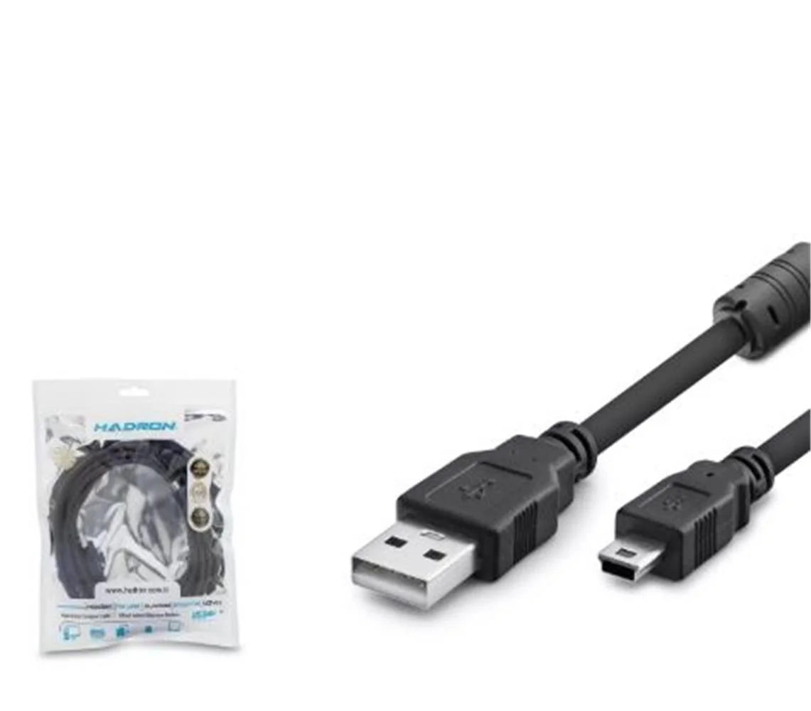 Hadron Hdx7523 Usb Mini V3-5Pin To Usb Kablo 3M Siyah