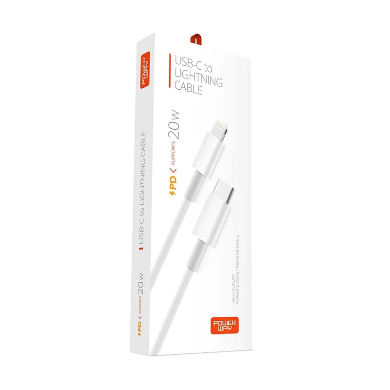 Powerway 20W PD20 Type C To Lightning Şarj ve Data Kablosu 1 Metre