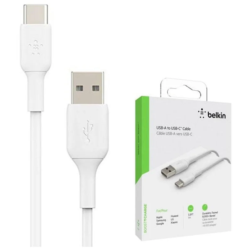 Belkin CAB001BT1MWH Type-C 1 Metre Beyaz Data & Hızlı Şarj Kablo