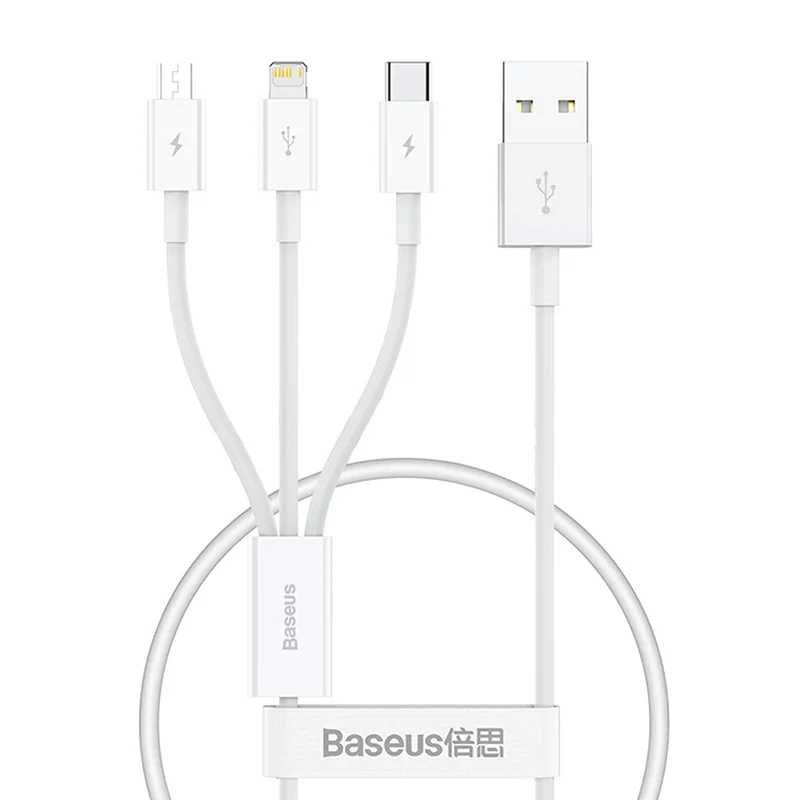 Baseus Superior 3in1 Hızlı Şarj Özellikli USB to M+L+C 3.5A Kablo 0.5m.