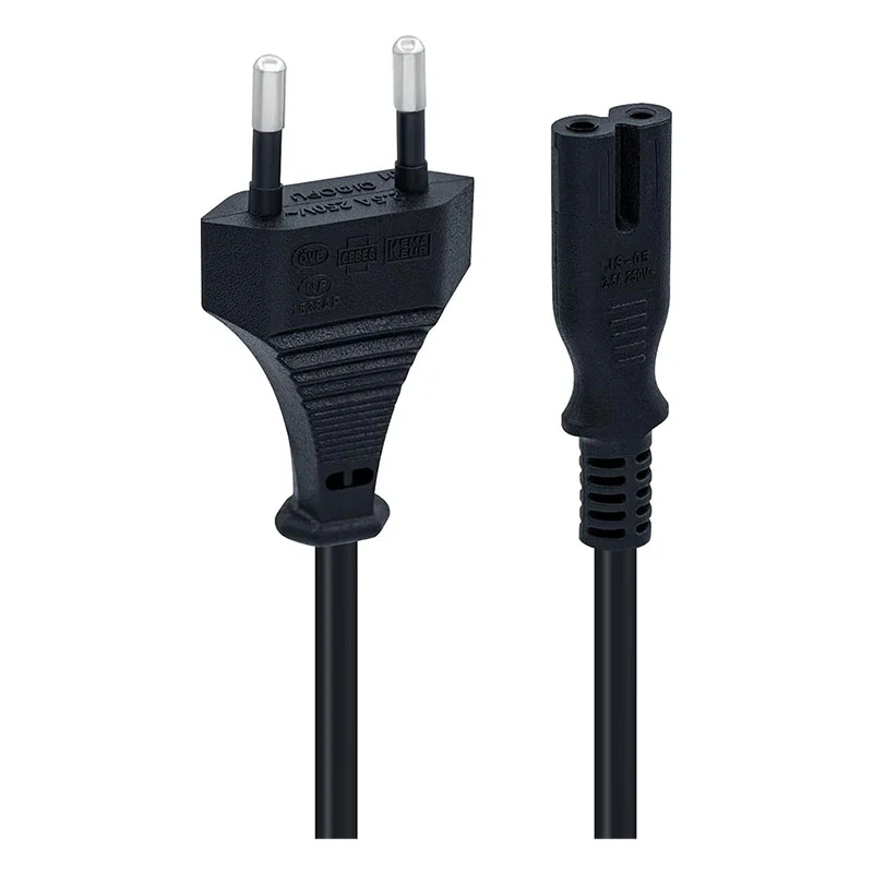 TCL PS5/ PS4/ PS3 / XBox Series S-X Uyumlu 2 Pinli 1.5 Metre Güç Kablosu Teyp Fişi, Radyo Fişi, Led TV Elektrik Fişi 2Pin Güç Kablosu