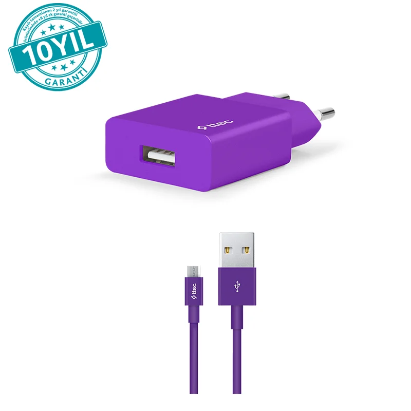 Ttec 2SCS20MMR SmartCharger 2.1A Seyahat Şarj Aleti + Micro USB Kablo,Mor