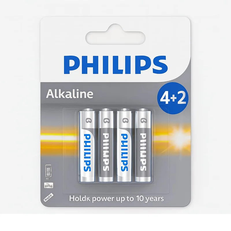 Philips AAA Alkalin Pil 6&amp;#39;lı Paket (4+2 Kampanyalı) – LR03 MICRO 1.5V