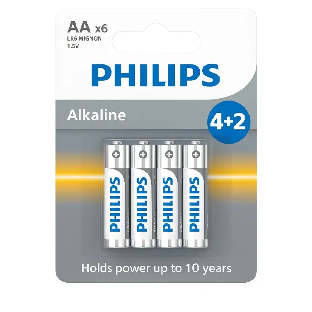 Philips AA Alkalin Pil 6’lı Paket (4+2 Kampanyalı) – LR6 MIGNON 1.5V