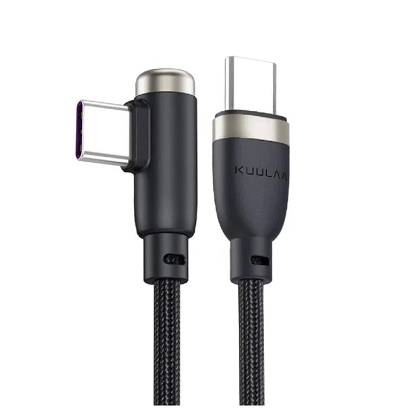 Kuulaa KL-X41/KL-X40 L- Tipi 90 Derece 60W 3A Hızlı Şarj Type-C Kablo 1 Metre Siyah