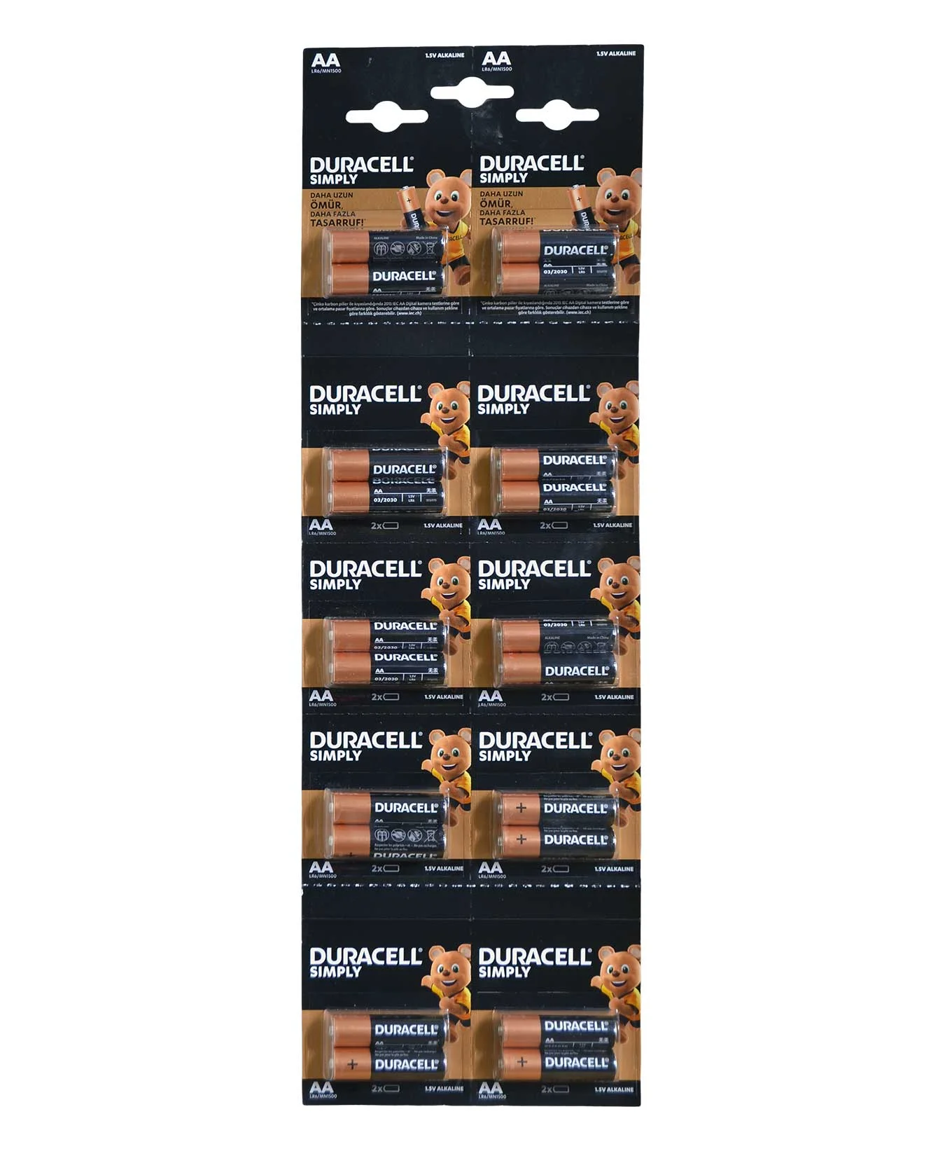 DURACELL AA KARTELA PİL 20Lİ