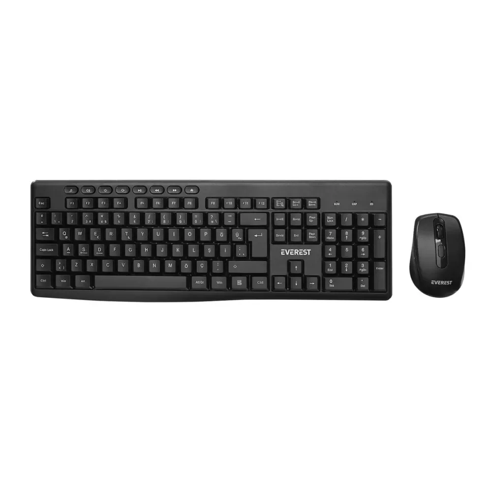 EVEREST KM-719 SİYAH KABLOSUZ Q KLAVYE + MOUSE