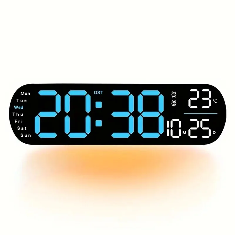 Nie Uzaktan Kumandalı Büyük Dijital Duvar Saati, Çift Alarm, Yaz Saati Uygulaması, 10 Seviyeli Parlaklık, LED Gece Işığı, USB ile Çalışır, Kablosuz veya Prizli Kullanım,