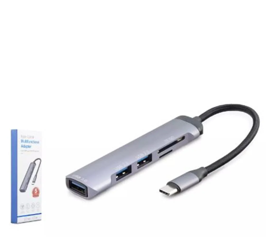 HADRON HDX7039 USB HUB COMBO 5IN1 USB type-c SD + TF CARD GRİ