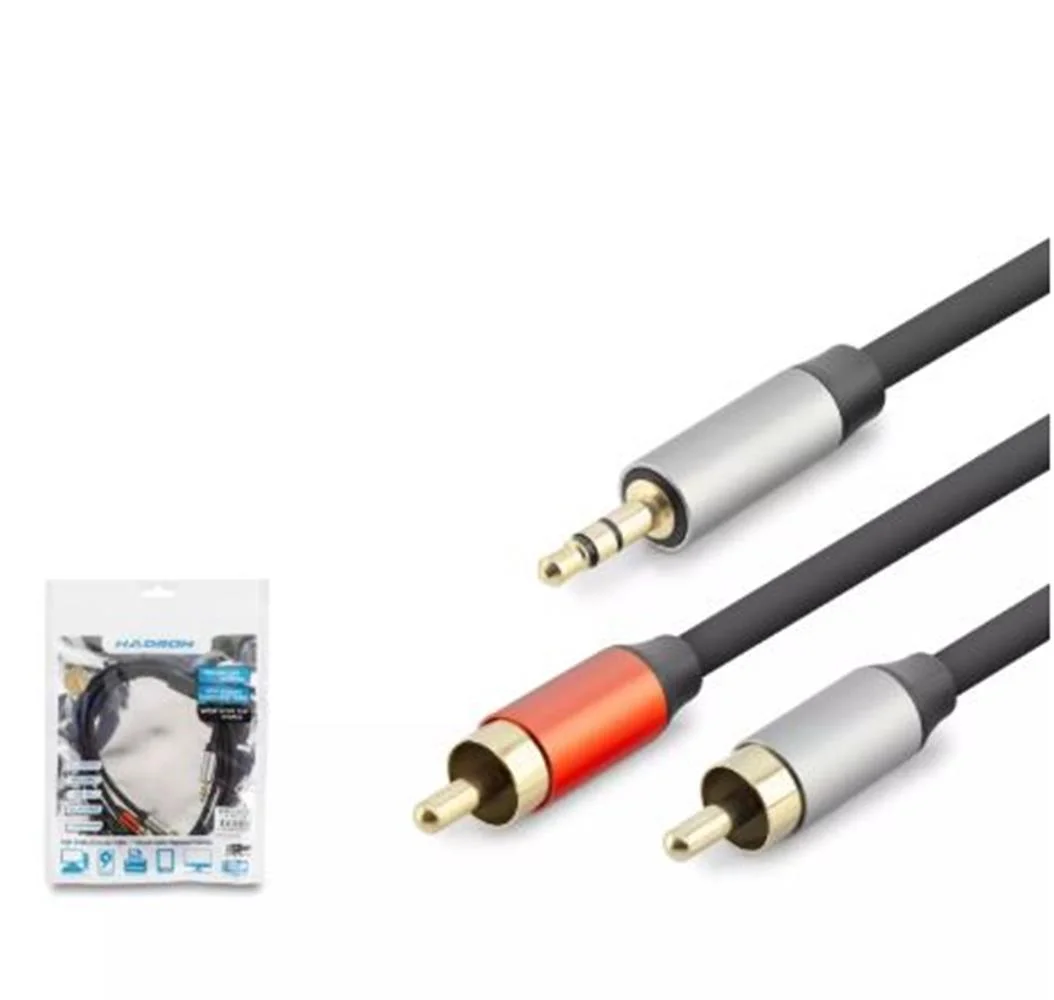 HADRON HDX1073 3.5MM TO 2RCA KABLO 2LINE GOLD 1.5M SİYAH