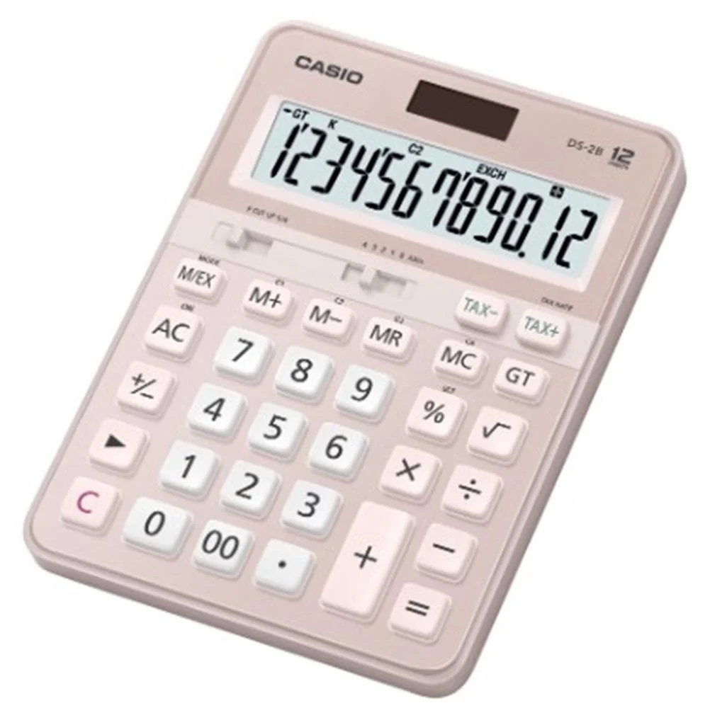 Casio DS-2B-PK Pembe Profesyonel 12 Hane Masa Üstü Hesap Makinesi
