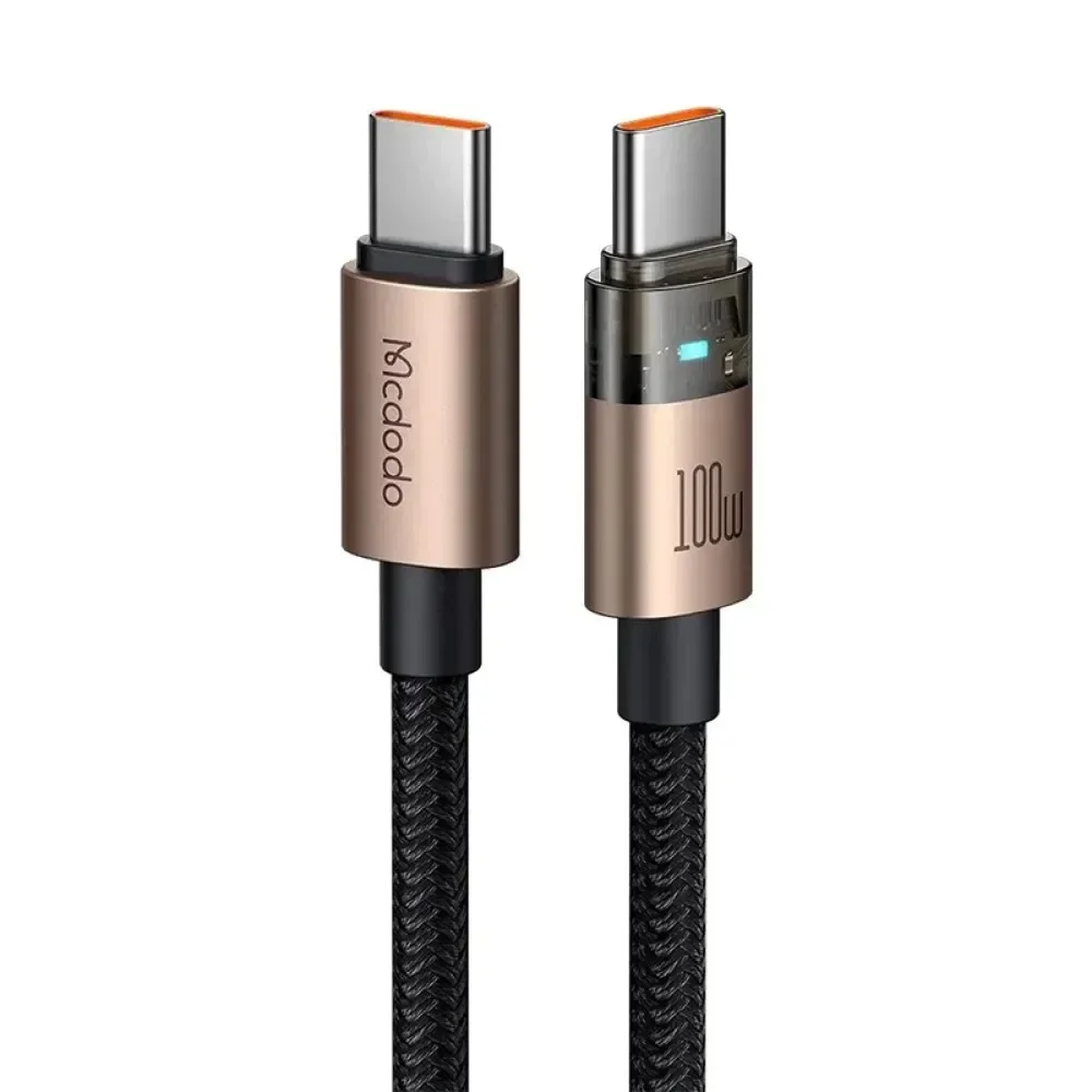 MCDODO CA-5581 TYPE-C TO TYPE-C 100W 1.2M LED IŞIKLI ŞEFFAF KABLO