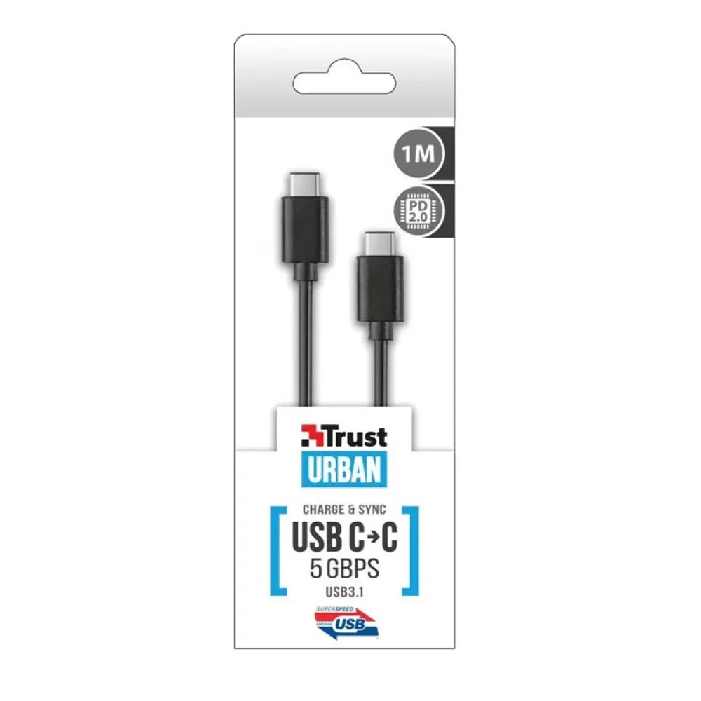Trust 21177 USB3.1 USB-C-C Kablo 10Gbps PD2.0 1m
