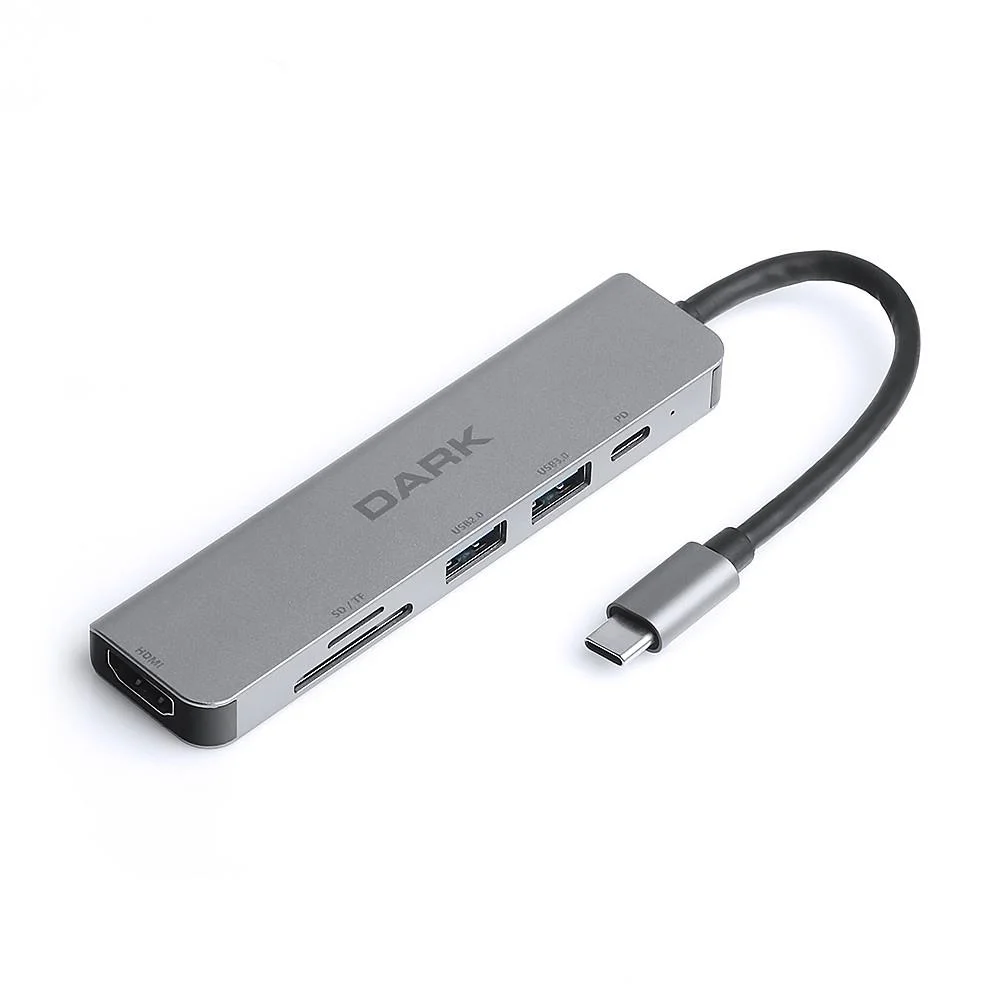 Dark DK-AC-U31X38 USB 3.1 Type-C 6 in 1 HDMI-TF SD Kart -USB 3.0 &amp; USB 2.0-USB-C PD Çevirici HUB