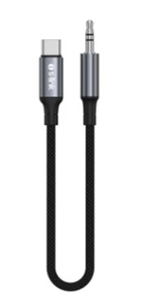 S-link Armor MC-01 1.2m Type-C to M AUX Örgülü Metal Başlıklı Siyah Ses Kablosu