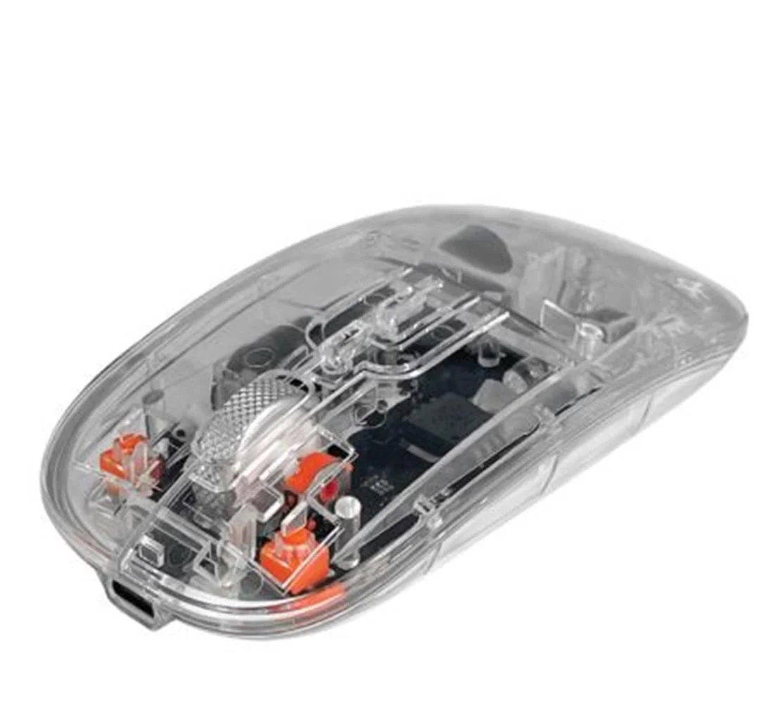 Dexim MW-002RT 2.4Ghz &amp; Bluetooth Kablosuz Şarj Edilebilir Şeffaf Sessiz Mouse-DMA025