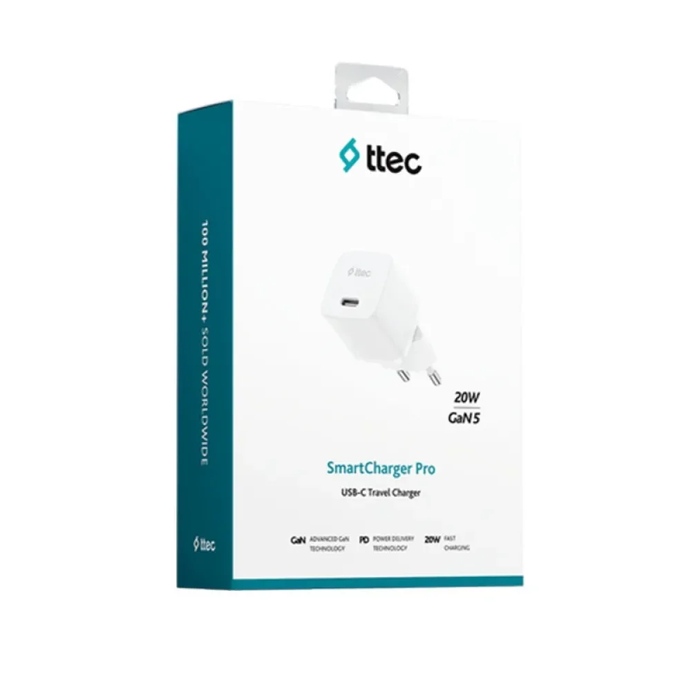 Ttec 2SCG20B SmartCharger GAN 20W PD Seyahat Hızlı Şarj Aleti Beyaz