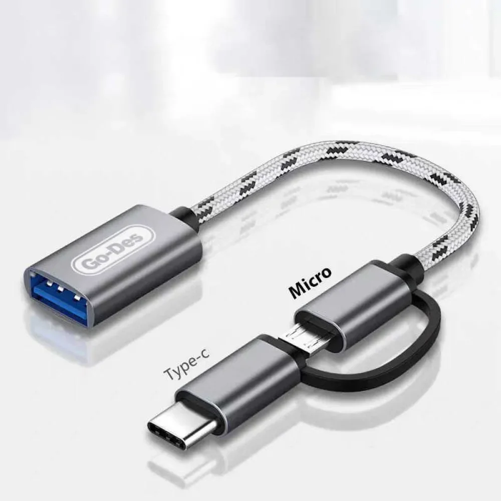 Go Des GD-CT033 2'si 1 Arada Mikro - Tip-C Otg Gri