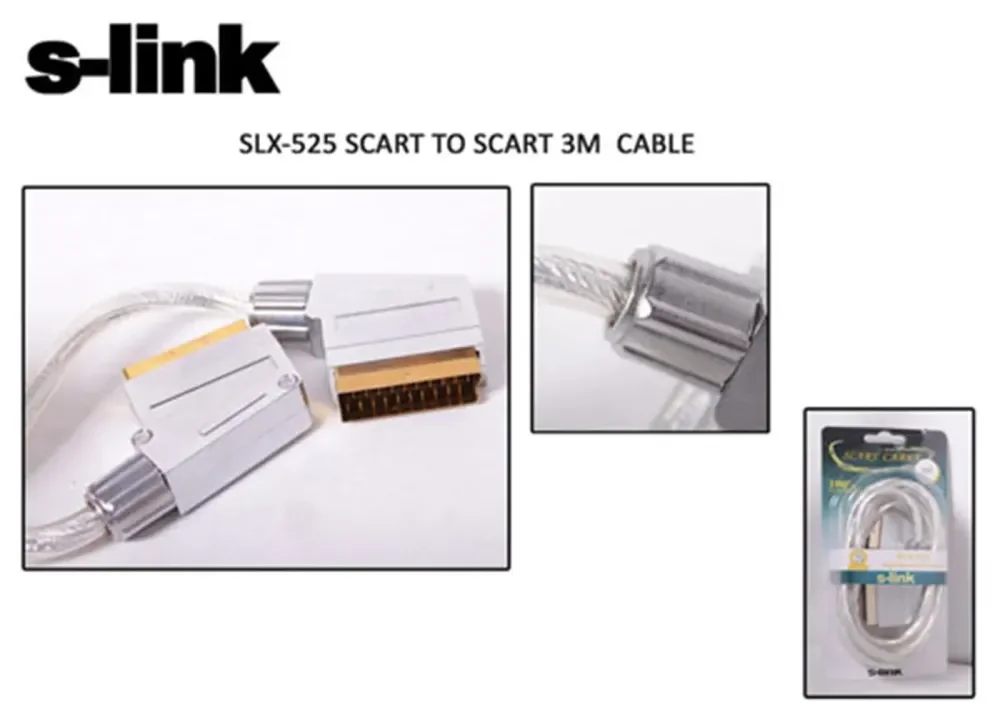 S-link SLX-525 Scart To Scart 3mt Gold Metal Kablo