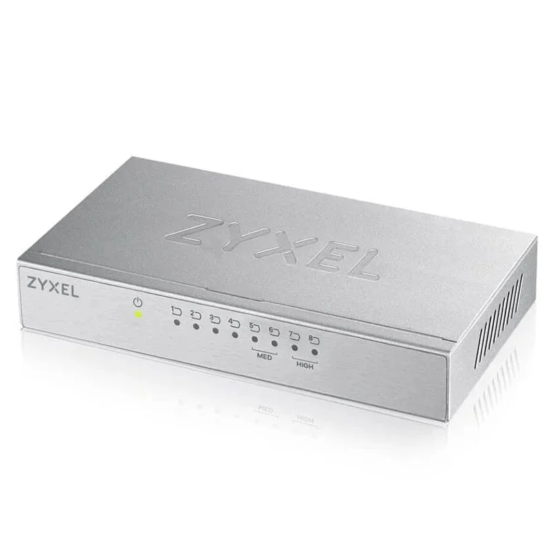 Zyxel Masaüstü Anahtarı 8 Bağlantı Noktalı Gigabit Ethernet | Tak ve Çalıştır | Metal Gövde | Fansız [GS108B]