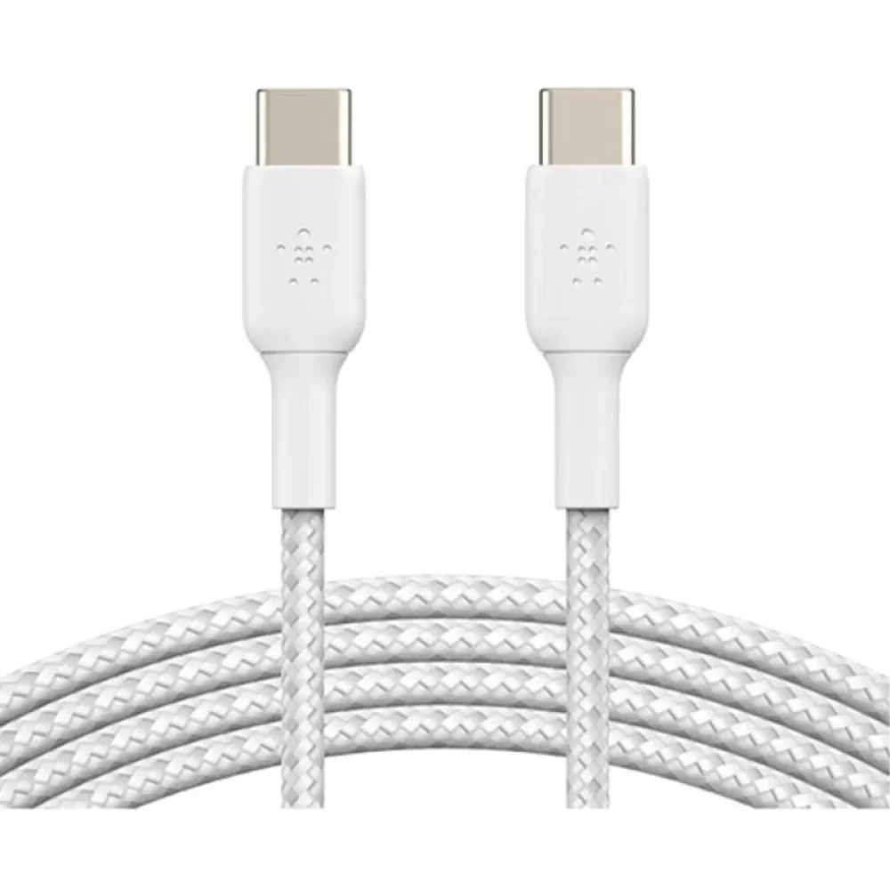 Belkin CAB004 60W Örgülü  USB-C'den USB-C'ye 1m Kablo -Beyaz