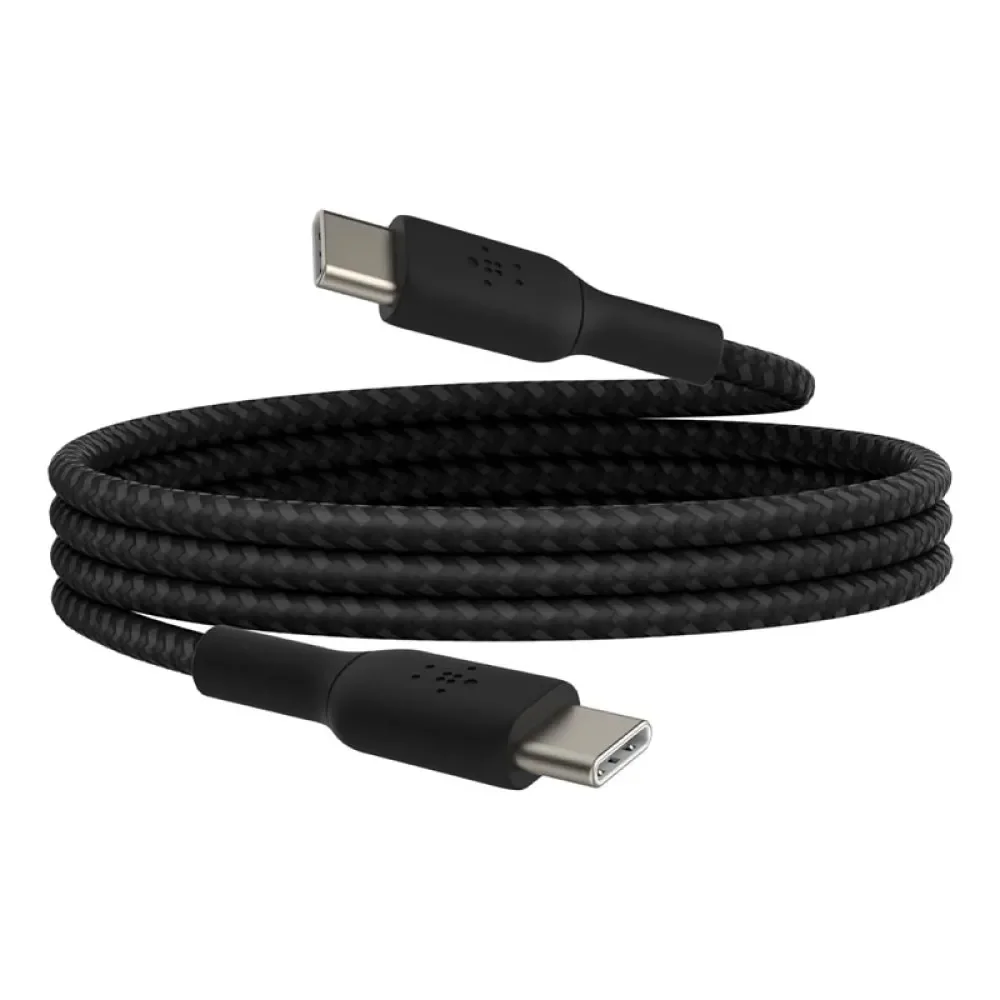 Belkin Boost Charge Örgülü USB-C, Hızlı Şarj Cihazı, USB-C Şarj Kablosu, iPhone 16, 15, Samsung Galaxy S24, S23, Pixel, iPad, MacBook, Nintendo ve Daha Fazlası için Hızlı Şarj, 1 Metre, Siyah
