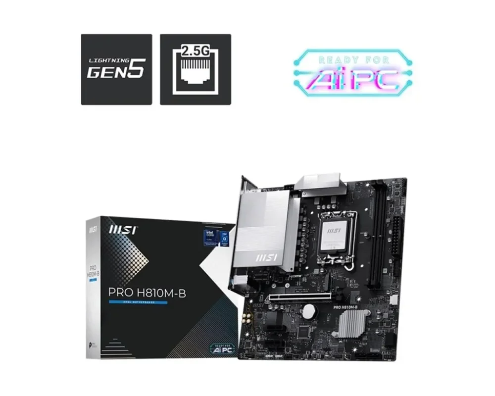 Msı Pro H810M-B Intel H810 Soket 1851 DDR5 6400+(OC)MHz mATX Gaming (Oyuncu) Anakart