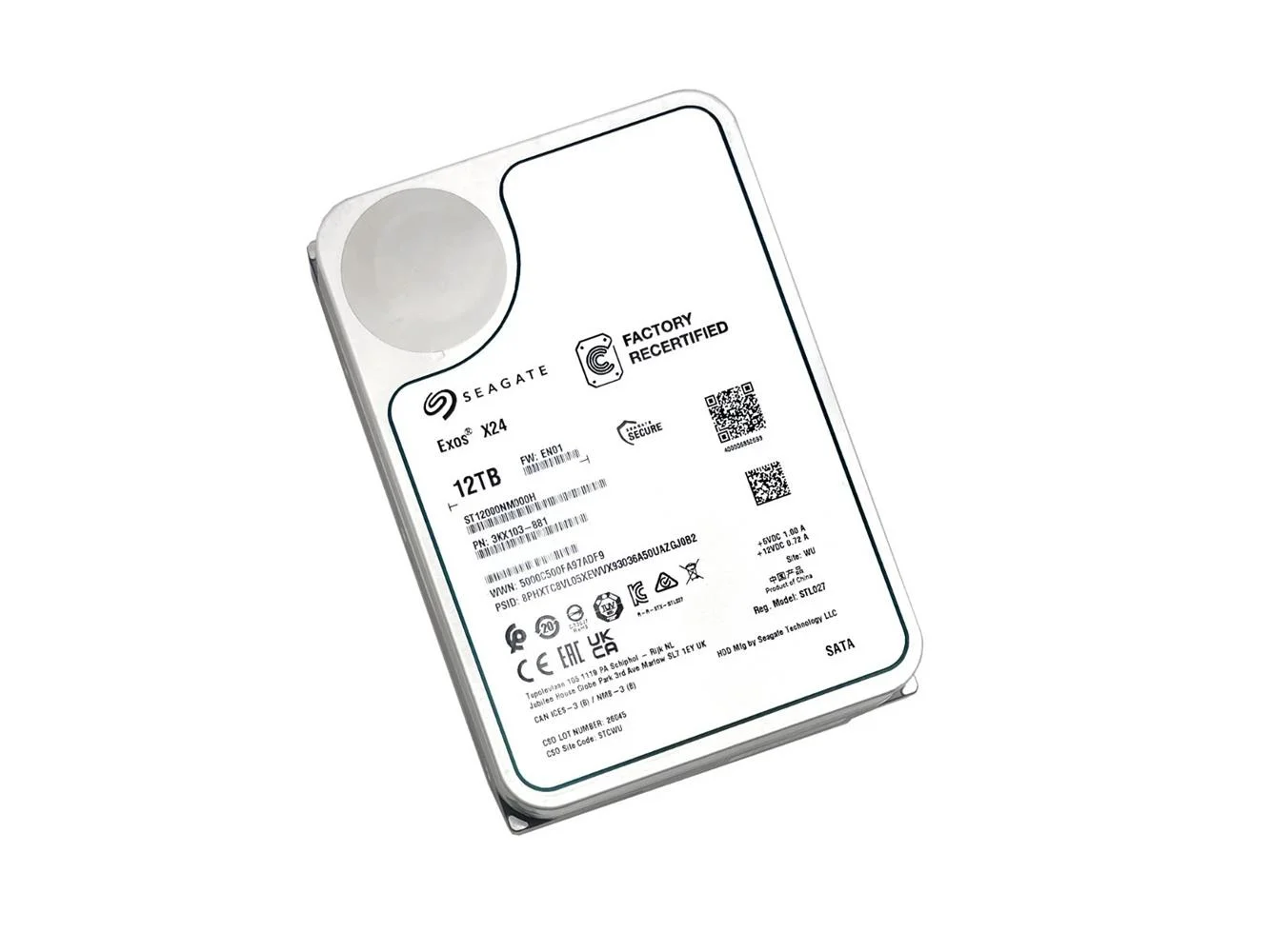 Seagate 12TB Exos X24 ST12000NM000H 7200RPM 3.5in SATA 6.0Gb-s Enterprise Harddisk (İthalat)