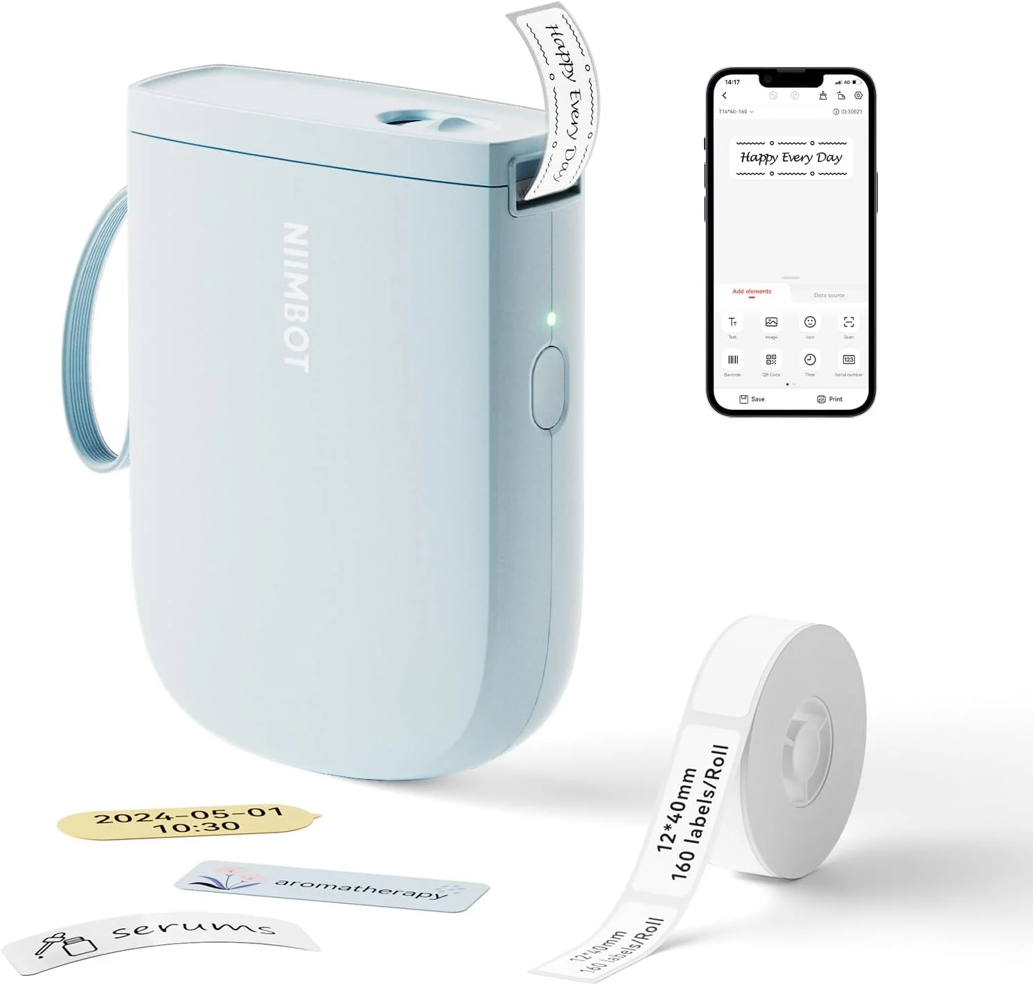 NIIMBOT D11_H Thermal Label Printer (Blue)