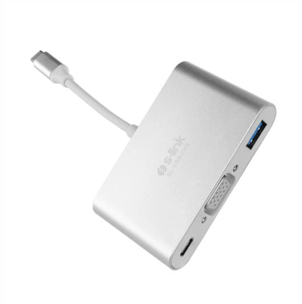 S-link SL-USB-C66 Type-C to VGA+usb3.0+pd Kablo