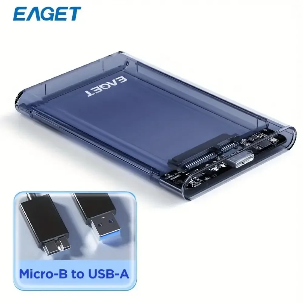 EAGET 6.35 cm Harici Kasa, USB 3.0 SATA Taşınabilir Şeffaf