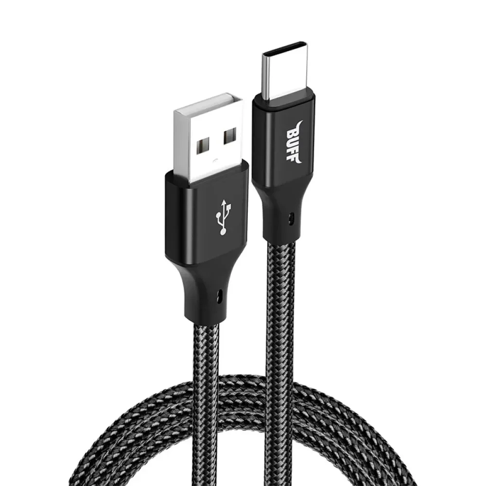 Buff BL71 USB Type-C 2.4A 1.2M Data ve Şarj Kablosu Siyah
